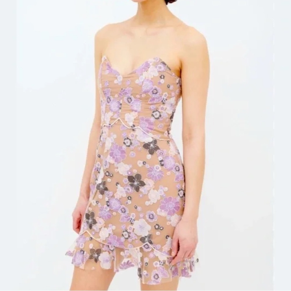 For Love & Lemon Floral Strapless Dress Size S - Picture 2 of 9